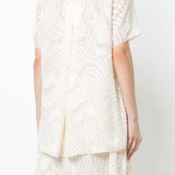 Adam Lippes Silk High-Low Ecru Top - Picture 2 of 3